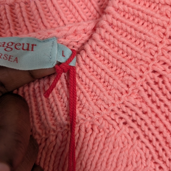 Mersea Voyageur Sweater Chunky Knit Pink Ballon Sleeve Crew neck Sz L - Picture 6 of 9